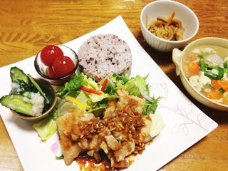 仙台麩の煮物と冬瓜の具だくさんスープ