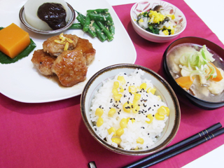 えのきつくねユズ風味とふろふき大根ゴマ味噌かけランチ