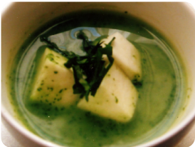小松菜、長いも、はんぺんのとろっとスープ