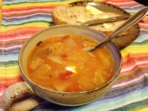 冬のはま菜ちゃんボルシチ風スープ